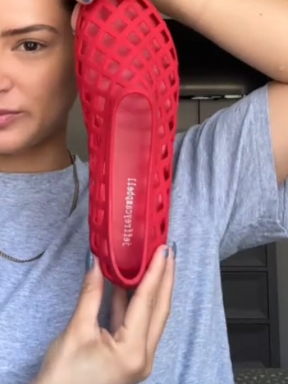 Jeffrey Campbell - 90s Jellz Perforated Flats Caged | Size 37 (Size 6): Pink Red - Picture 9 of 11
